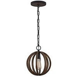 Feiss Suspensions Allier 1x60W Marron et Fer forgé