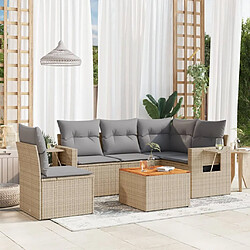 vidaXL Salon de jardin avec coussins 6pcs mélange beige résine tressée 