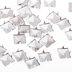 Avis 100 pcs mode suqare pyramide goujons clou pour le cuir artisanat argent