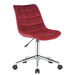 Decoshop26 Chaise de bureau en velours rouge sur roulettes design moderne hauteur réglable BUR10599