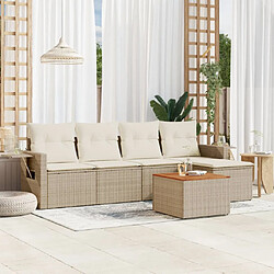 vidaXL Salon de jardin avec coussins 6 pcs beige résine tressée 