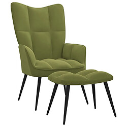 Maison Chic Chaise de relaxation | Fauteuil relax avec repose-pied Vert clair Velours -GKD23897