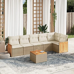 Maison Chic Salon de jardin avec coussins 7 pcs, Ensemble Tables et chaises de jardin, beige résine tressée -GKD509585