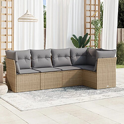 vidaXL Salon de jardin avec coussins 5 pcs beige résine tressée 