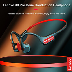 Acheter Lenovo X3 Pro Casque Bluetooth de sport à conduction osseuse Bluetooth 5.3 Microphone intégré Batterie Li-ion 135mAh IP56 Life Waterproof Noir