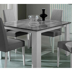 Dansmamaison Table de repas carrée Laqué Blanc Brillant/Gris - AVELLINO