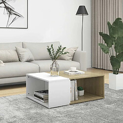 vidaXL Table basse Blanc et chêne sonoma 90x67x33 cm Aggloméré