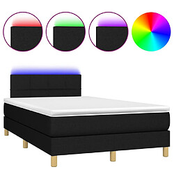 vidaXL Sommier à lattes de lit avec matelas LED Noir 120x200 cm Tissu