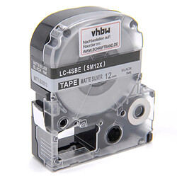 vhbw cassette à bande cartouche 12mm noir sur argent pour imprimante d´étiquette Epson LabelWorks LW-1000P, LW-600P remplace LC-4SBE, SM12X. 