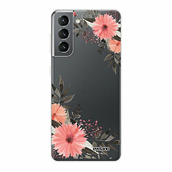 Evetane Coque Samsung Galaxy S21 5G 360 intégrale avant arrière transparente Coque Samsung Galaxy S21 5G 360 intégrale transparente Fleurs roses Tendance Evetane.