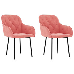 vidaXL Chaises à manger lot de 2 Rose Velours