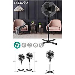 NEDIS Ventilateur sur pied Noir 3 Vitesses 40CM Oscillation 45 W Hauteur réglable