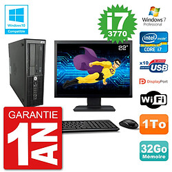 PC HP Z220 SFF Ecran 22" Core i7-3770 RAM 32Go Disque 1To Graveur DVD Wifi W7 · Occasion 