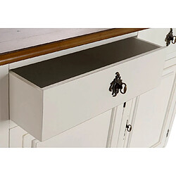 Acheter Pegane Buffet meuble de rangement en Paulownia coloris blanc - Longueur 140 x Hauteur 90 x Profondeur 45 cm