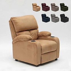 Produceshop Fauteuil relax inclinable avec repose-pieds en microfibre de velours Lucrezia, Couleur: Beige