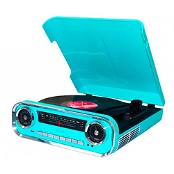 Lauson 01tt15 Azul Tocadiscos Vintage 3 Velocidades Bluetooth Usb Grabación Mp3 Fm