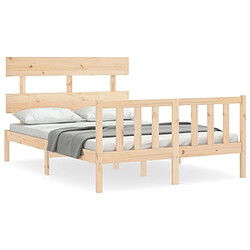 Maison Chic Cadre/structure de lit avec tête de lit pour adulte - Lit Moderne Chambre 120x200 cm bois massif -MN29502