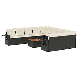 Maison Chic Salon de jardin 12 pcs avec coussins, Ensemble Tables et chaises d'extérieur noir résine tressée -GKD166131