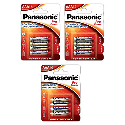 Appetitissime Pack de 12 Piles Alcaline LR03 Micro AAA Panasonic Pro Power