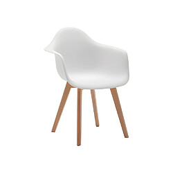 Avis Vente-Unique Lot de 6 chaises avec accoudoirs VIXI - Polypropylène et Hêtre - Blanc