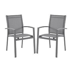 Vente-Unique Lot de 2 fauteuils de jardin empilables en aluminium et textilène - Gris anthracite - TELTO de MYLIA