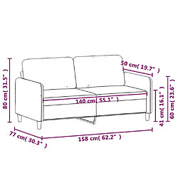 vidaXL Canapé à 2 places Vert foncé 140 cm Velours pas cher