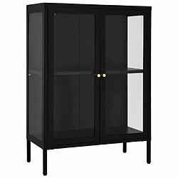 Maison Chic Buffet,Meuble de Rangement,commode pour salon,Cuisine Noir 75x35x105 cm Acier et verre -MN83597