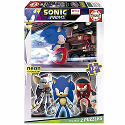 Educa Borras Set de 2 Puzzles Educa Neon Sonic 100 Pièces 