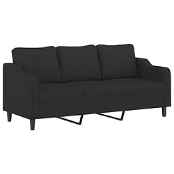 Avis vidaXL Canapé 3 places avec oreillers décoratifs noir 180 cm tissu