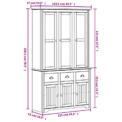 vidaXL Buffet BODO gris 115,5x43x200,5 cm bois massif de pin pas cher