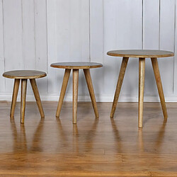 Artisan Furniture Tabourets empilables en bois massif chêne nordique, assise pour salon ou chambre