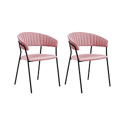 Beliani Chaise de salle à manger MARIPOSA Set de 2 Velours Rose 