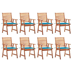 Maison Chic Lot de 8 Chaises à dîner de jardin avec coussins,Fauteuil/Chaises à manger d'extérieur Acacia massif -MN58239