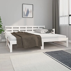 Avis Maison Chic Lit d'appoint Blanc Bois de pin solide 2x(90x190)cm,Lit coulissant Lit de repos -GKD22745