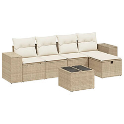 Maison Chic Salon de jardin avec coussins 6 pcs, Ensemble Tables et chaises de jardin, beige résine tressée -GKD406807