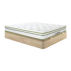 Vente-Unique Ensemble 180 x 200 cm sommier coffre naturel clair + matelas ressorts ensachés 5 zones et coutil bambou ép.28cm - PASIR de YSMÉE