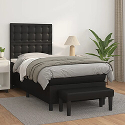 vidaXL Sommier à lattes de lit avec matelas Noir 80x200cm Similicuir