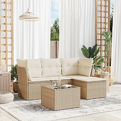 vidaXL Salon de jardin avec coussins 5 pcs beige résine tressée 