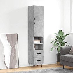 vidaXL Buffet haut Gris béton 34,5x34x180 cm Bois d'ingénierie