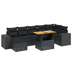 vidaXL Salon de jardin 8 pcs avec coussins noir résine tressée