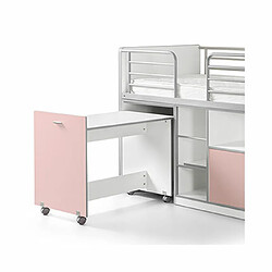 Avis Mes Lit combiné 90x200 cm avec bureau et rangements rose - ASSIA