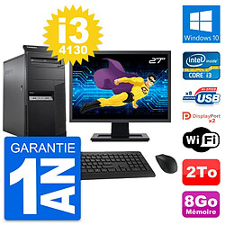 PC Tour Lenovo M83 Ecran 27" Core i3-4130 RAM 8Go Disque Dur 2To Windows 10 Wifi - Occasion