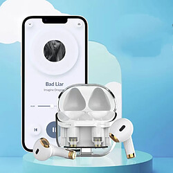 General Écouteurs sans fil Bluetooth avec étui de charge rapide de type C Casque intra-auriculaire Ipx étanche Premium Sound Deep Bass Ear Buds Écouteurs résistants à la sueur(Blanc)