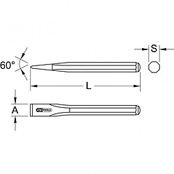 KS TOOLS 156.0162 Burin de mécanicien octogonal 130mm