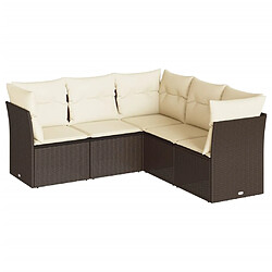 vidaXL Salon de jardin avec coussins 5 pcs marron résine tressée