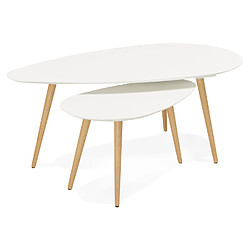 Alterego Tables gigognes design 'TETRYS' blanches TETRYS