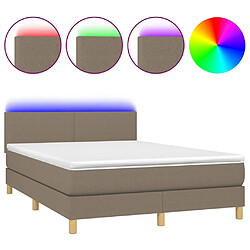 Maison Chic Lit adulte- Lit + matelas,Sommier à lattes de lit avec matelas LED Taupe 140x190 cm Tissu -GKD43294