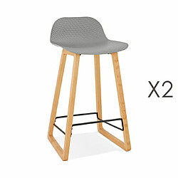 Mes Lot de 2 tabourets de bar H67 cm gris - RIZZO