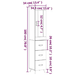 vidaXL Buffet haut Gris béton 34,5x34x180 cm Bois d'ingénierie pas cher