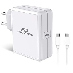 Advance Chargeur Secteur PC - MACBOOK PRO + Cable USB-C TYPE APPLE 65W - Blanc pour Apple MacBook Air -PRO -PC